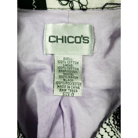 Chicos White Black Threading Design Womens Jacket Size 0 - Picture 2 of 7